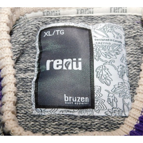 Wilfred Laurier University Canada Womens XL Renu Cabin Sweater Gray Purple - Picture 2 of 9